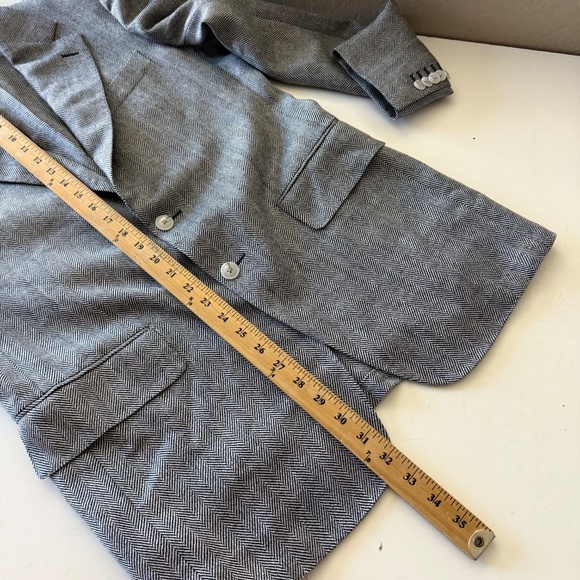 SuitSupply Marling & Evans Wool & Linen Gray Herringbone Blazer Suit Jacket 40R - Picture 9 of 10